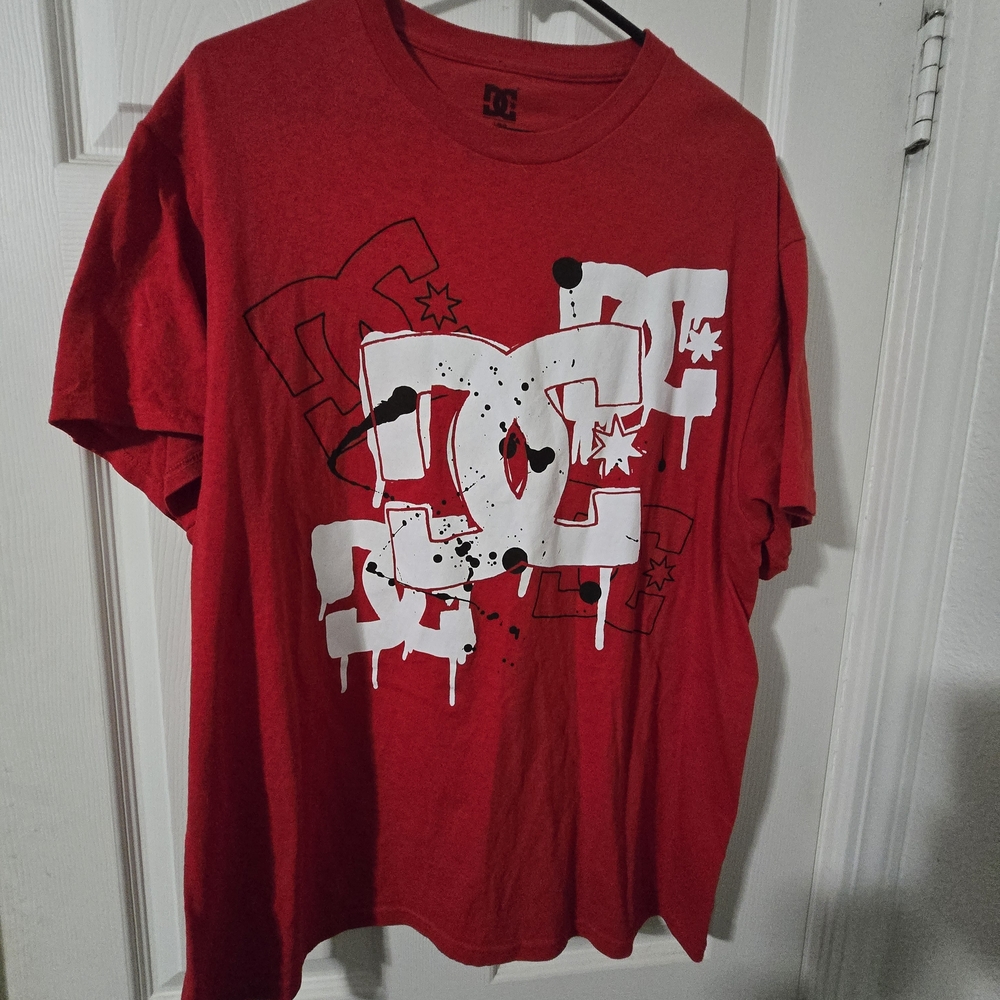DC Red Tee with White and Black Graphic